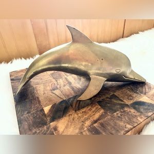 Large Vintage Brass MCM Dolphin Decor/Office Piece